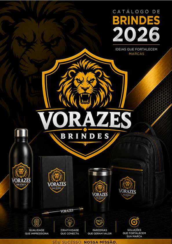 Capa do Catálogo de Brindes Vorazes 2026