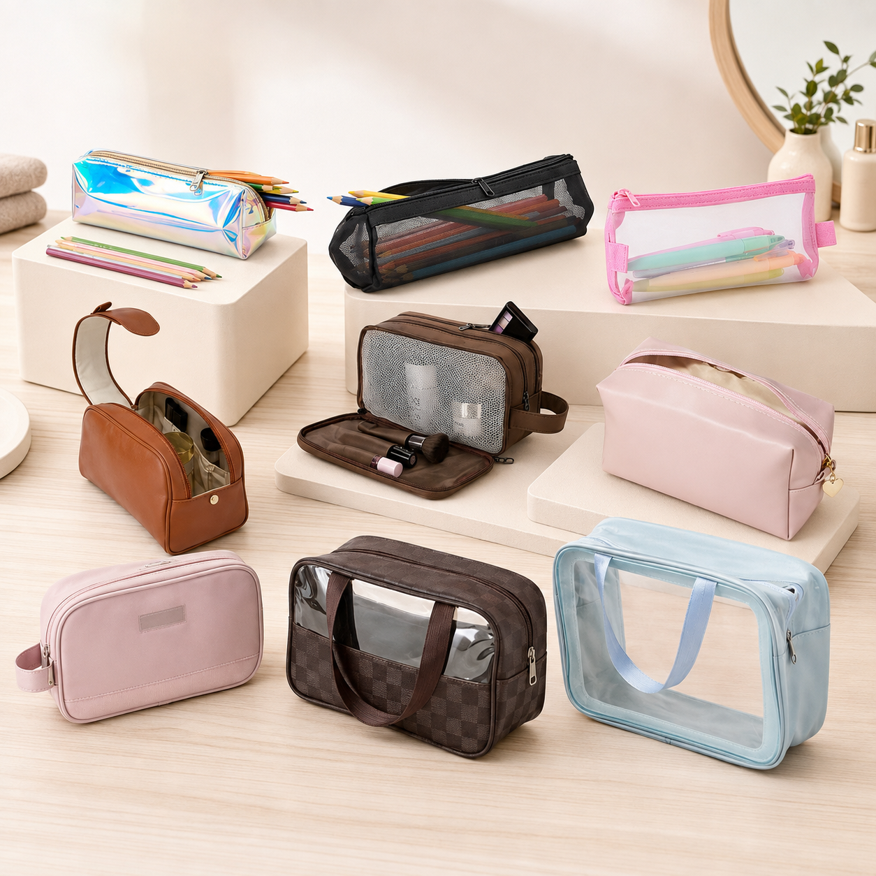 Estojos e nécessaires personalizados em diferentes modelos